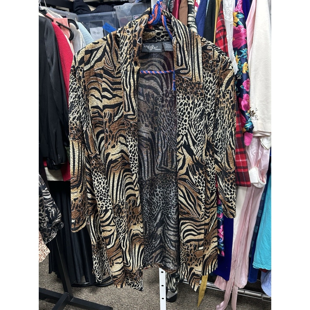 Magic Scarf Top OSFM One size Bohemian Vintage Draped Jacket Animal Print